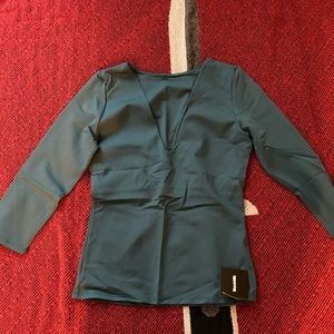 Blackmilk Matte Jade Green V Neck Top